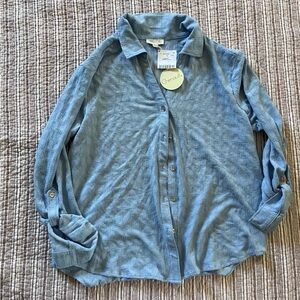 Chenault Light Blue Men's Button-Front Shirt Jacket